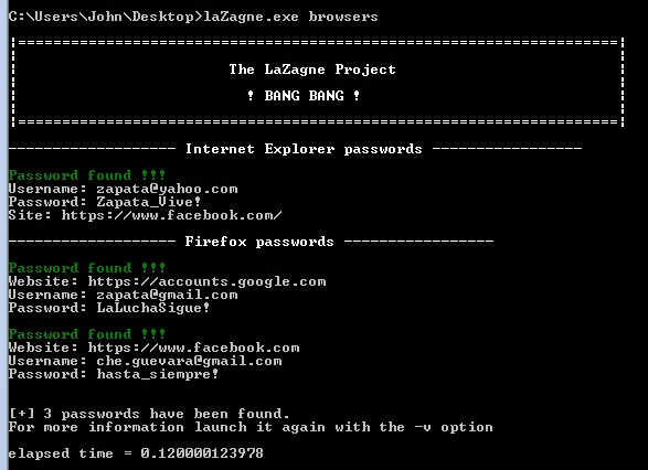 LaZagne is an Open Source Application Used to Retrieve Lots of Passwords Stored on a Local Computer