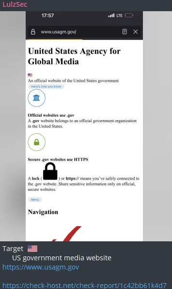 LulzSec targeted the website of U.S. Agency for Global Media