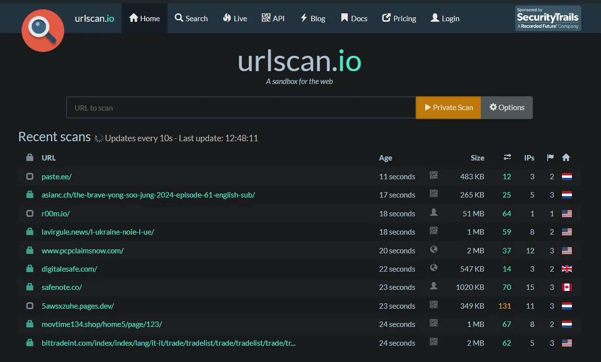 URLScan - An online service that allows users to scan and analyze URLs for potential security threats