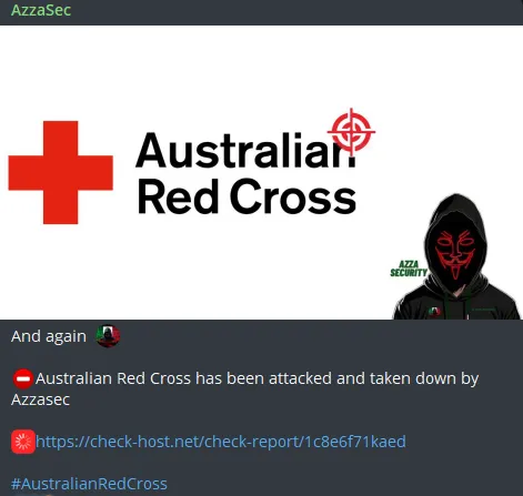 The Australian Red Cross has been targeted by Azzasec