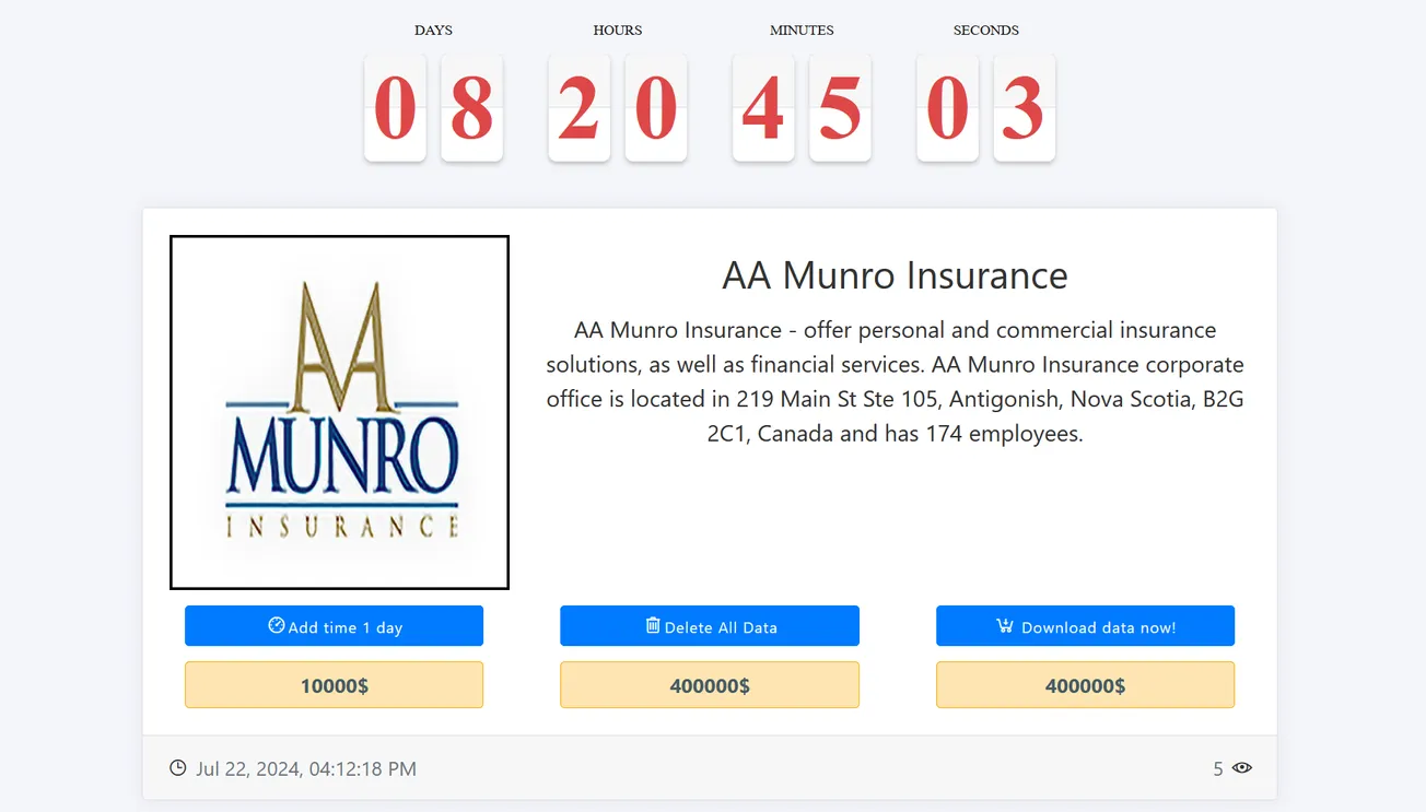 AA Munro Insurance has been announced as a victim to MEDUSA Ransomware