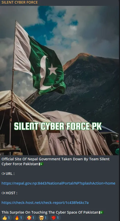 Silent Cyber Force targeted the website of Nepal Government