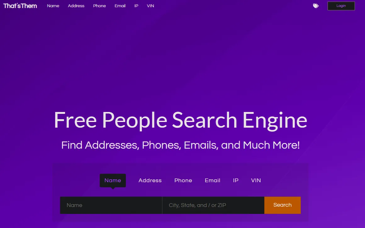 ThatsThem is a people search website that provides access to various types of public records, including contact information, addresses, and more