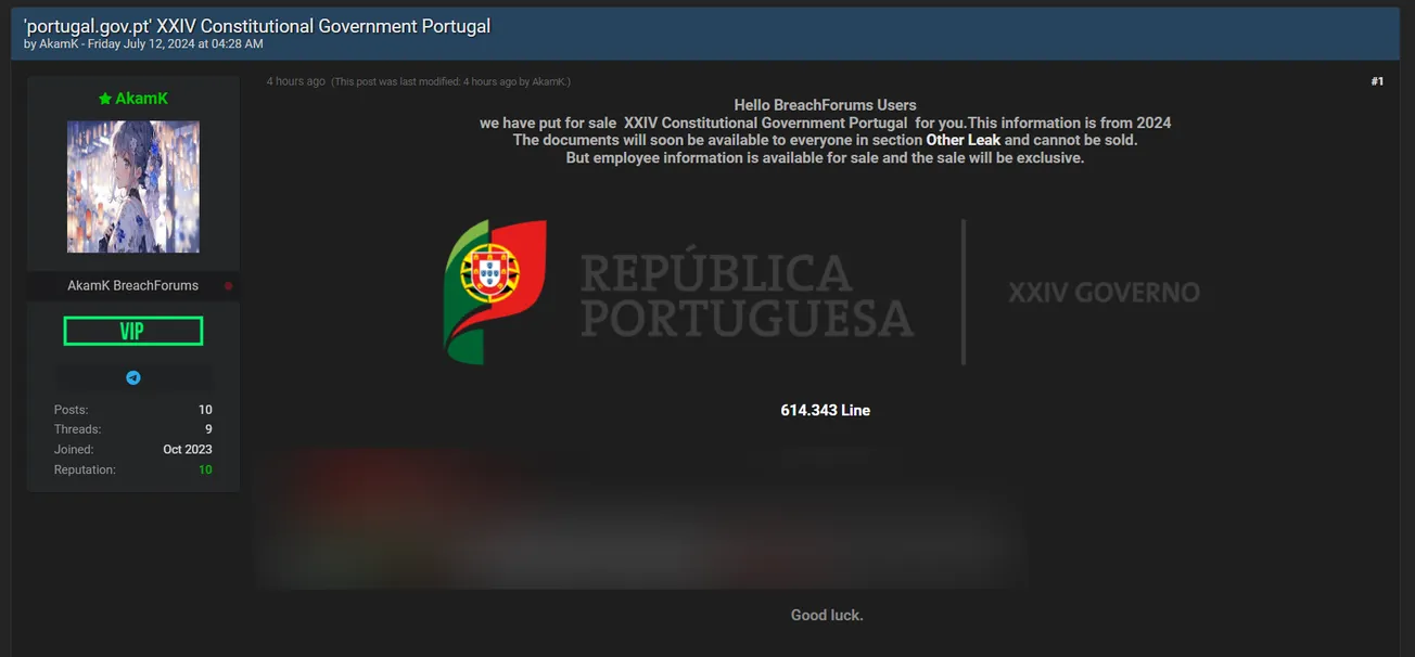 Alleged sale of Portuguese Republic - XXIV Government database