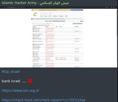 The Islamic Hacker Army Allegedly Targeted the Website of Bank of Israel