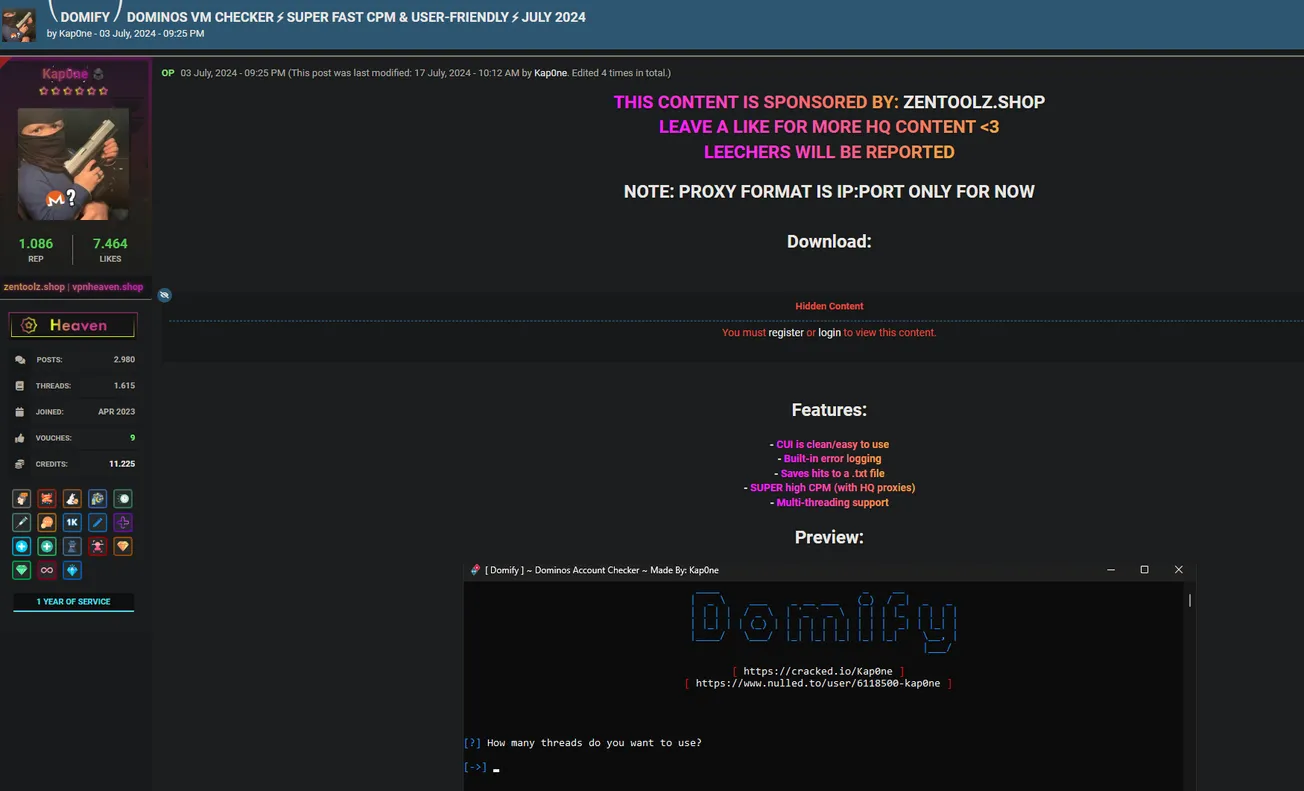 Kap0ne Has Released a Dominos VM Checker Called Domify