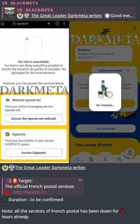 SN_BLACKMETA Has Targeted The Website of The Official French Postal Services