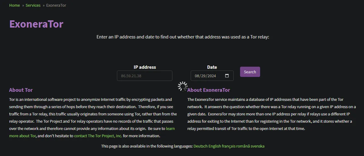 Tracking Tor: How ExoneraTor Can Tell If an IP Address Was Part of the Tor Network