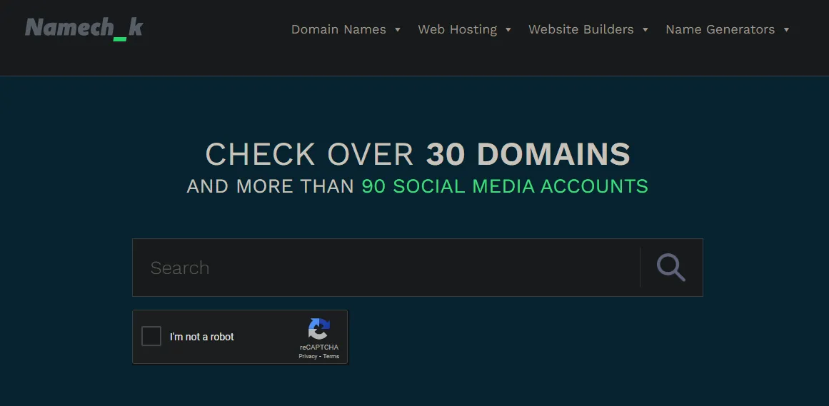 Name Chk: Check over 30 Domains and More than 90 Social Media Account Platforms