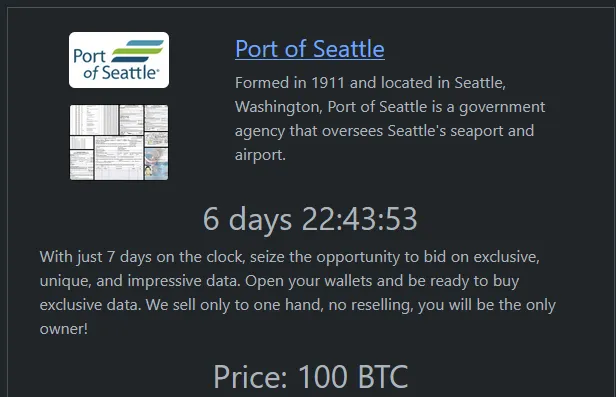 Port of Seattle has been Claimed a Victim by Rhysida Ransomware