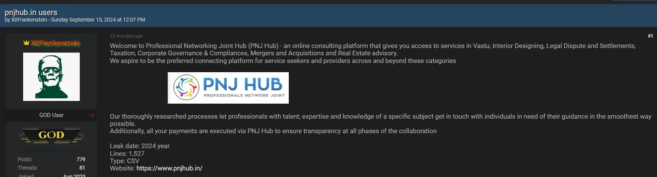🚨A Threat Actor has Allegedly Leaked Data of PNJ Professional Network Joint Ltd- United Kingdom