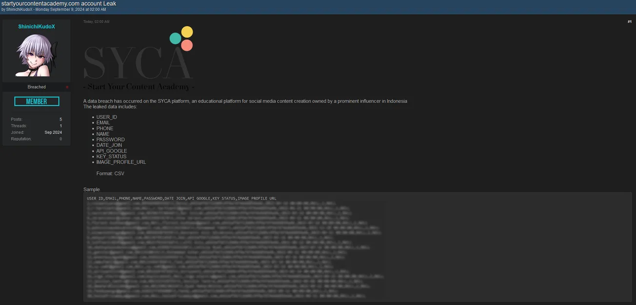 A Threat Actor has Allegedly Leaked Data to Start Your Content Academy
