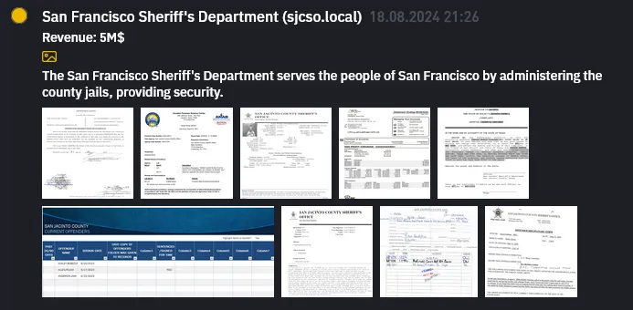 San Francisco Sheriff's Department has Allegedly Been Claimed by INC Ransom