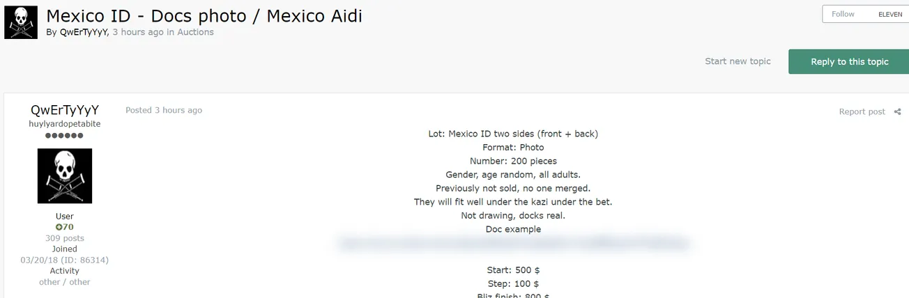 🚨A Threat Actor is Allegedly Selling Mexico Identity Documents