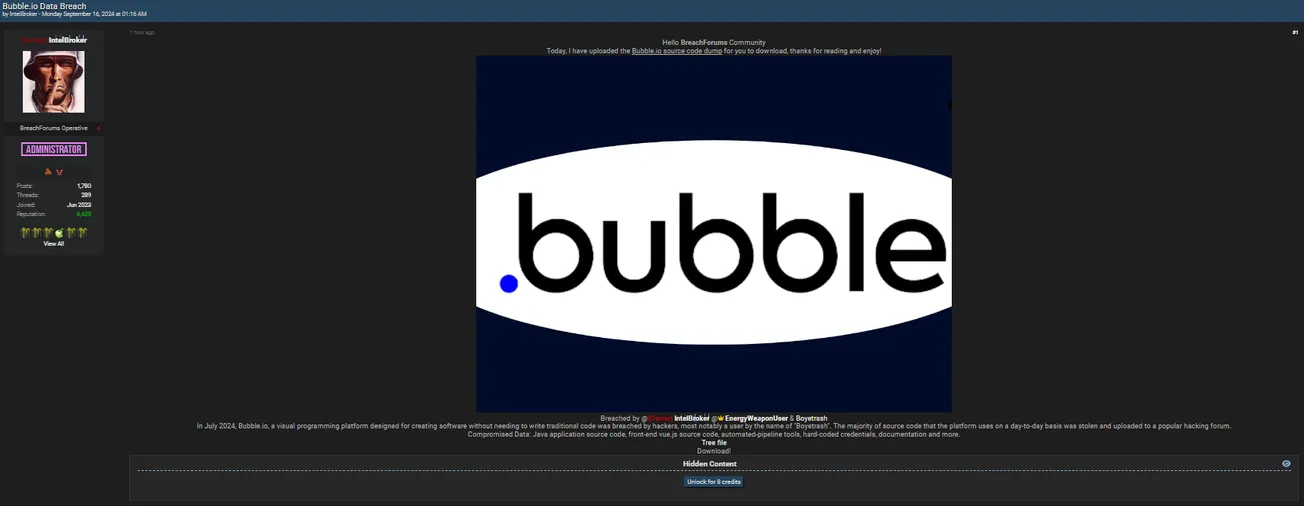 IntelBroker, EnergyWeaponUser, and Boyetrash have Leaked the Data of Bubble