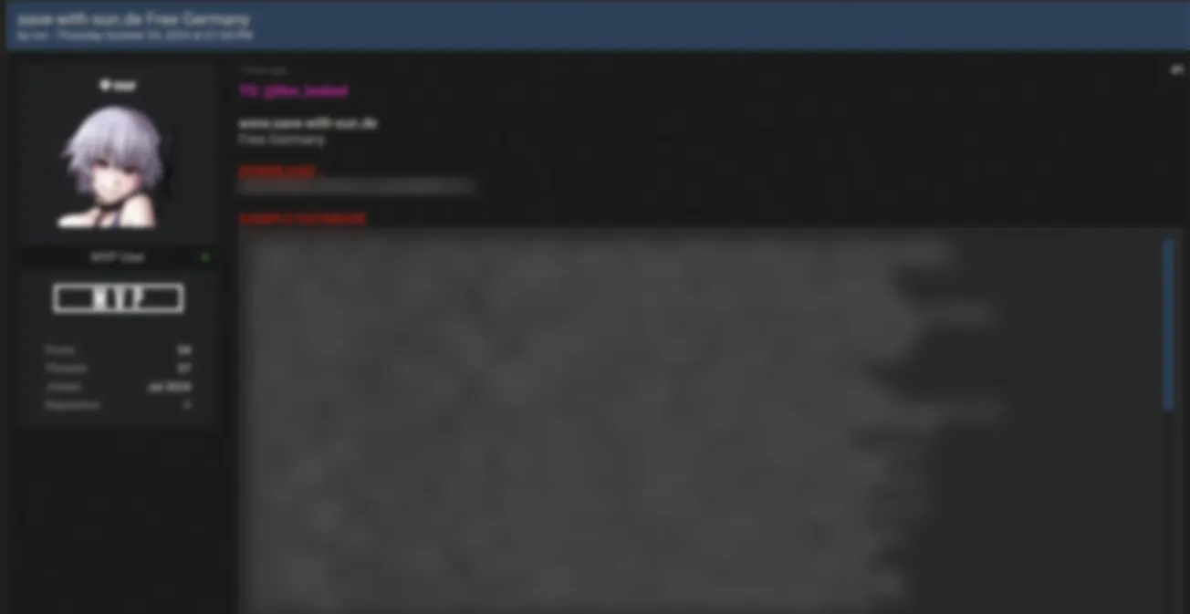 A Threat Actor is Allegedly Selling Data from Save with Sun GmbH