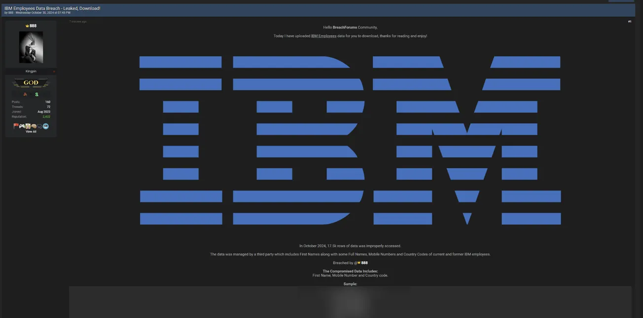 888 Has Allegedly Leaked Employee Data of IBM