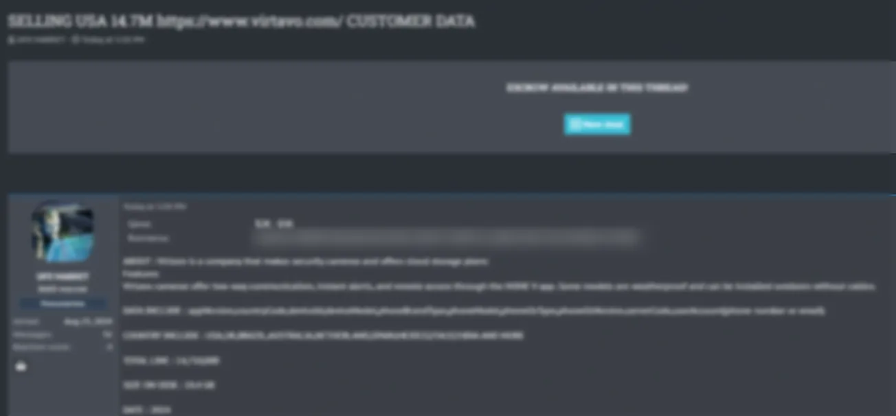 A Threat Actor is Allegedly Selling the Data of Virtavo