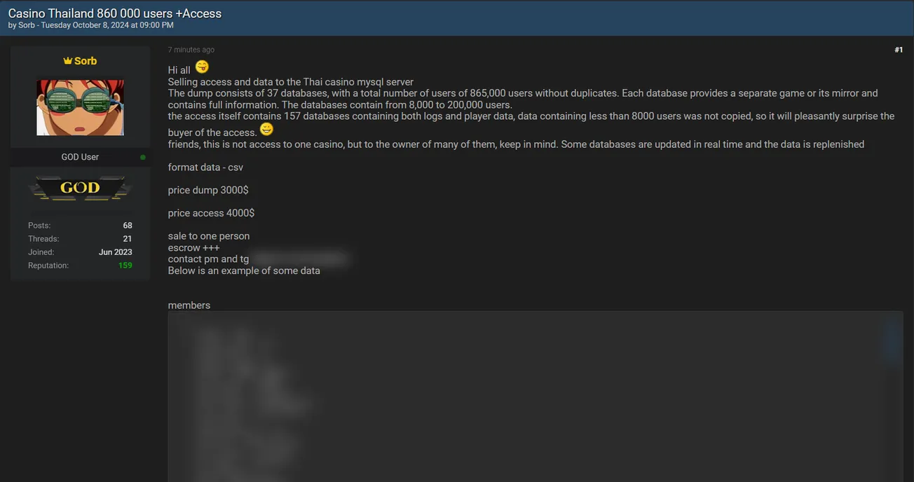 Sorb is Allegedly Selling Data and Access to Thailand Casino Users