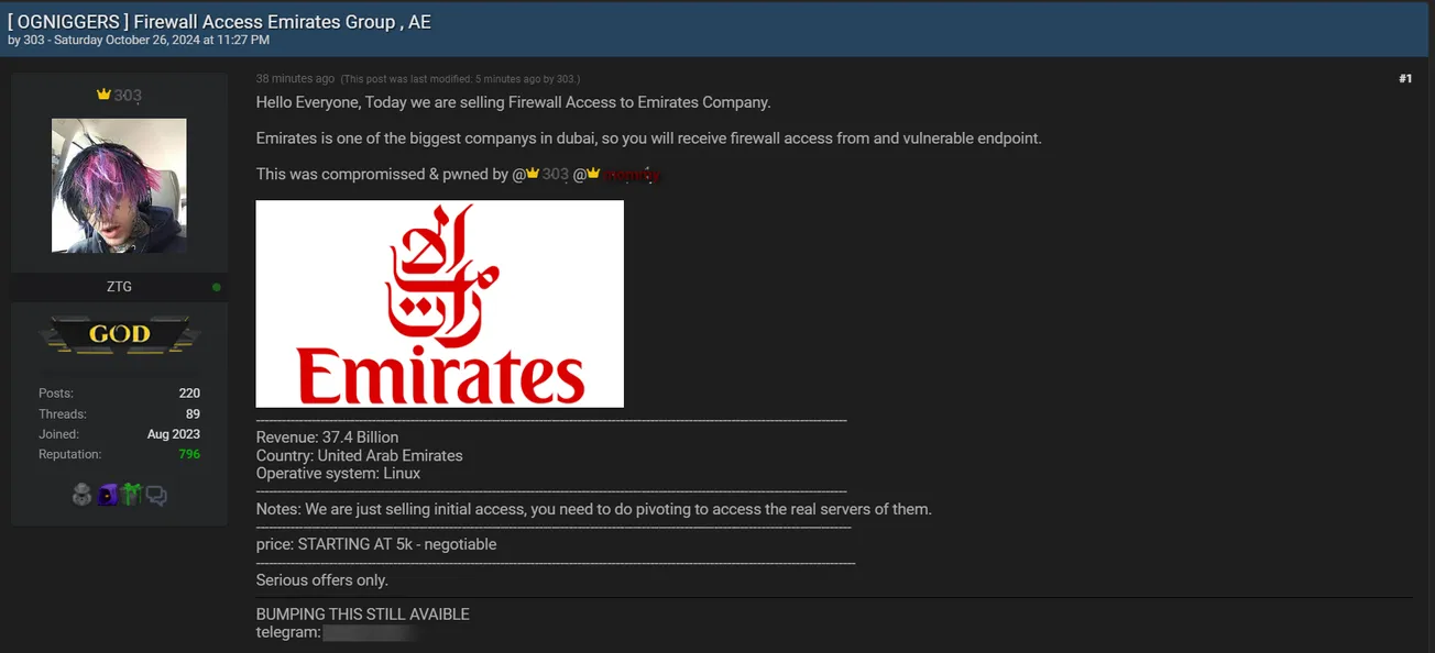 303 is Allegedly Selling Firewall Access to Emirates Group