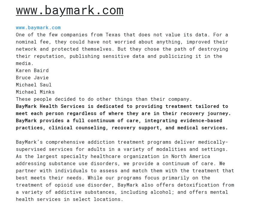 BayMark Health Services Has Been Claimed a Victim to RansomHub Ransomware