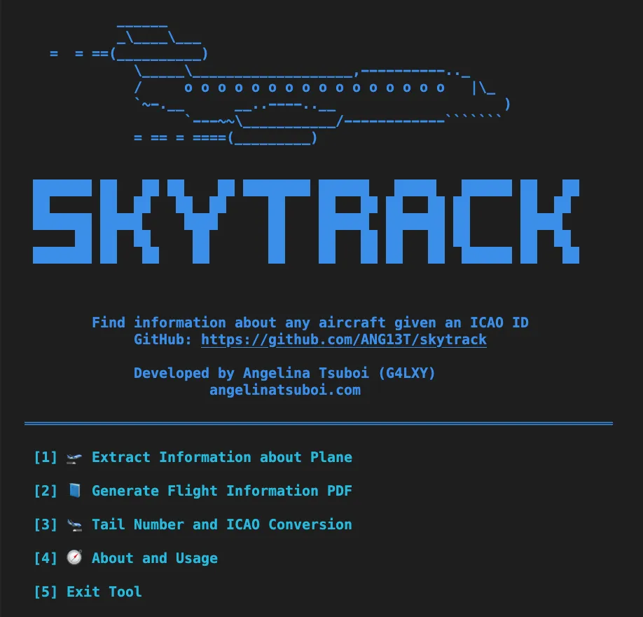 skytrack: A Planespotting and Aircraft OSINT Tool Made Using Python