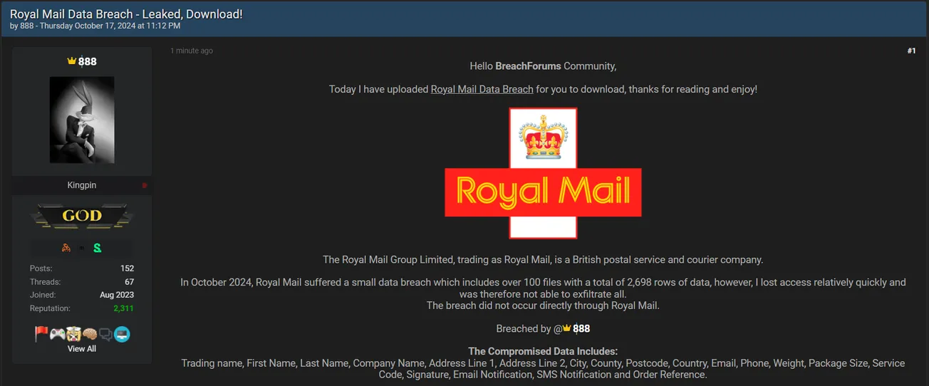 888 has Allegedly Leaked Data from Royal Mail