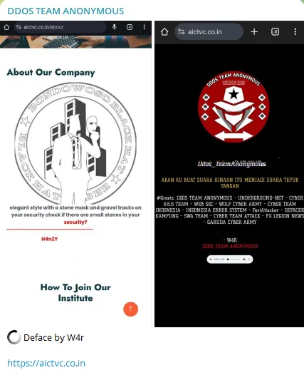 DDOS TEAM ANONYMOUS Defaced the website of ALL INDIA COMPUTER TECHNOLOGY AND VOCATIONAL COUNCIL