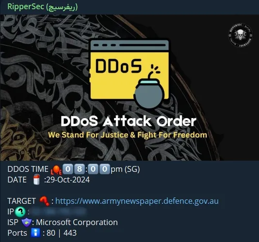 RipperSec Targeted the Website of Army Newspaper