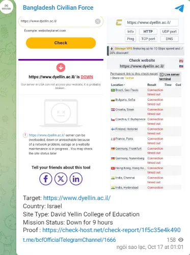 Bangladesh Civilian Force Targeted the Website of David Yelin College