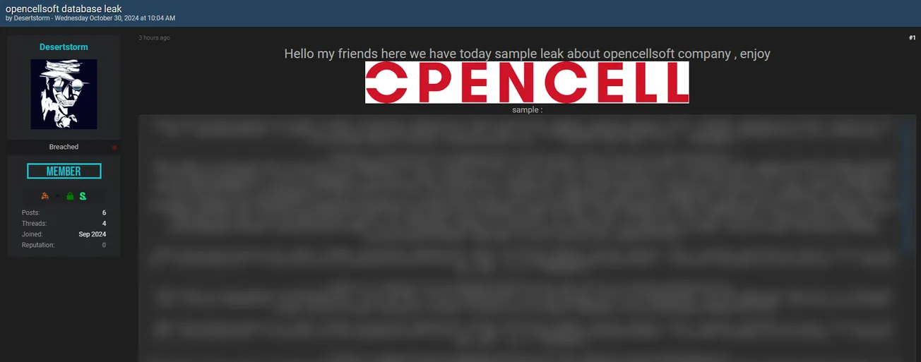 A Threat Actor Has Allegedly Leaked Data of Opencell