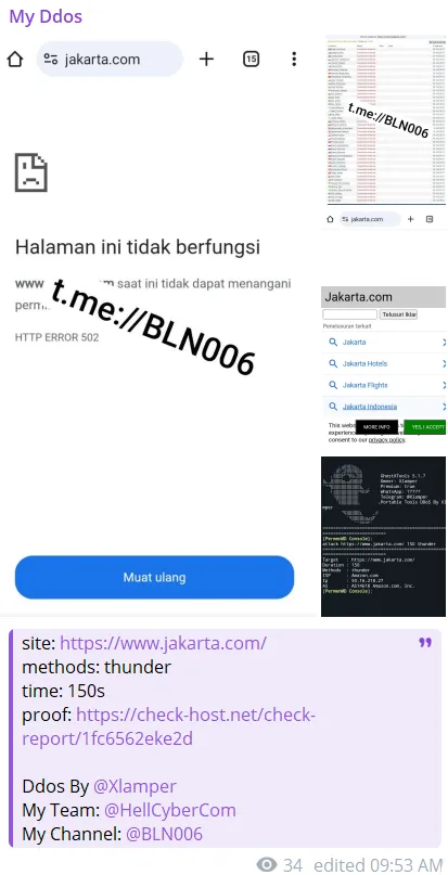 My Ddos Targeted the Website of Jakarta