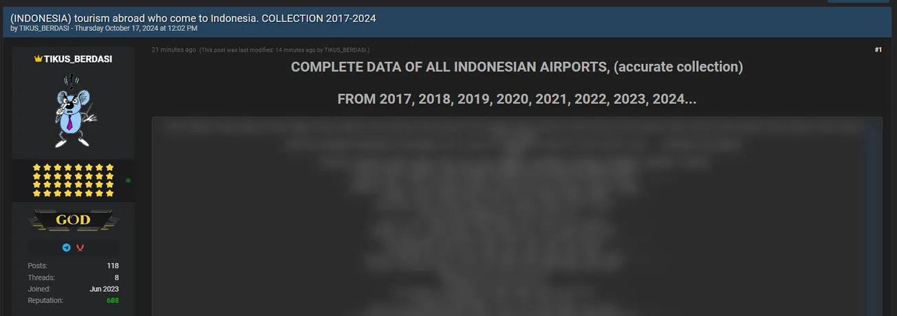 A Threat Actor has Allegedly Leaked Data of Indonesian Airports