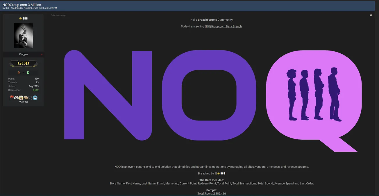 888 is Allegedly Selling 2.9 Million Rows of Data of NOQ Group