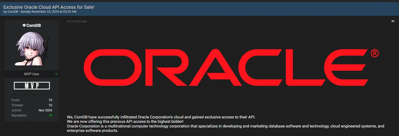 CornDB Claims to be Selling Access to an Oracle API