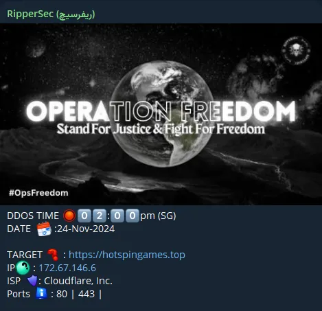 RipperSec Targeted the Website of HotSpinGames