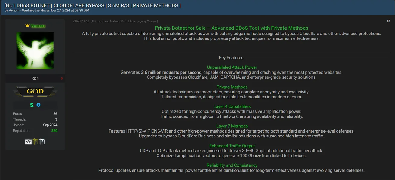 A Threat Actor is Selling an Advanced Private Botnet