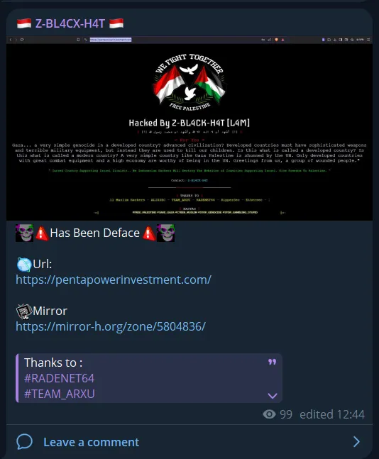 Z-BL4CX-H4T Defaced the Website of PENTA POWER INVESTMENT