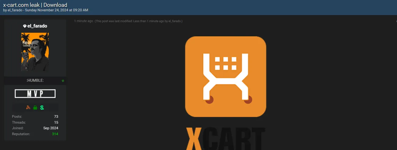 el_farado Has Claimed to Have Leaked the Data of X-Cart
