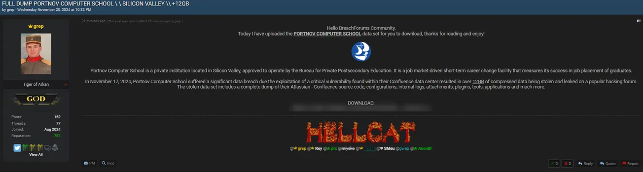 grep Claims to have Leaked the Data of Portnov Computer School
