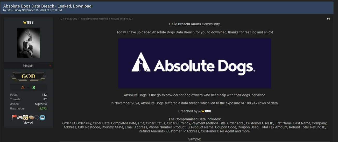 888 Has Allegedly Leaked the Data of Absolute Dogs