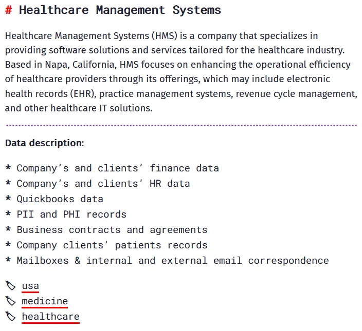 Healthcare Management Systems Has Been Claimed a Victim to BianLian Ransomware