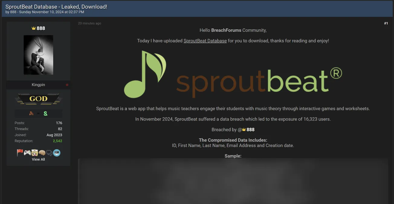 888 Has Allegedly Leaked the Data of SproutBeat