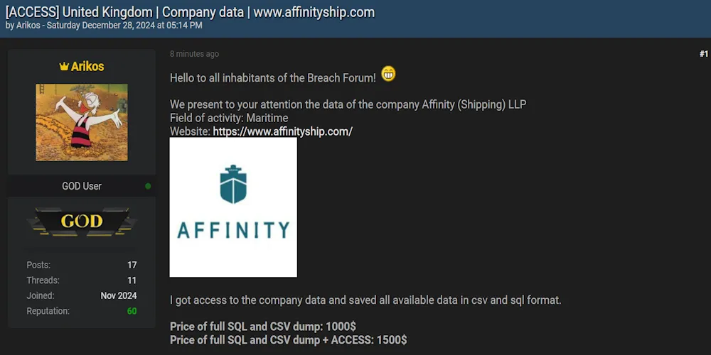 Arikos is Allegedly Selling the Data of Affinity