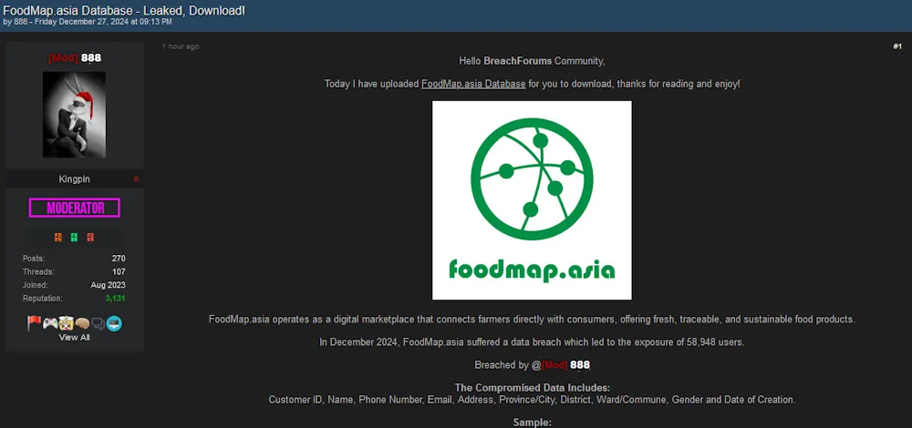 888 Allegedly Leaked the Data of FoodMap