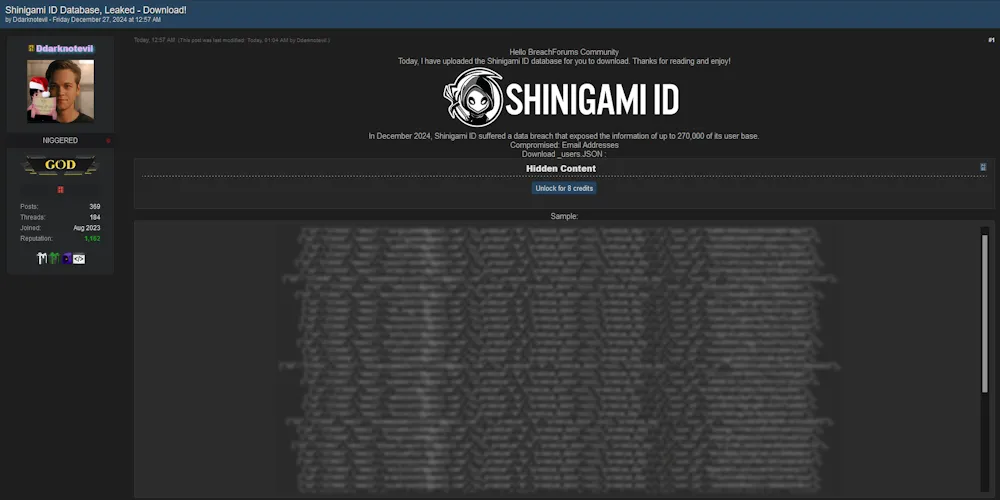 Ddarknotevil Allegedly Has Leaked Shinigami ID