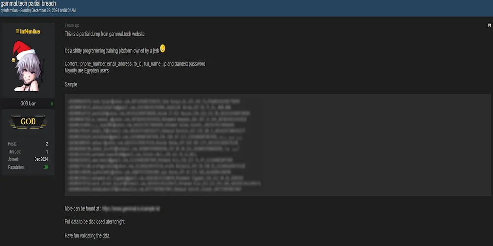 A Threat Actor Claims to have Leaked the Data of Gammal Tech