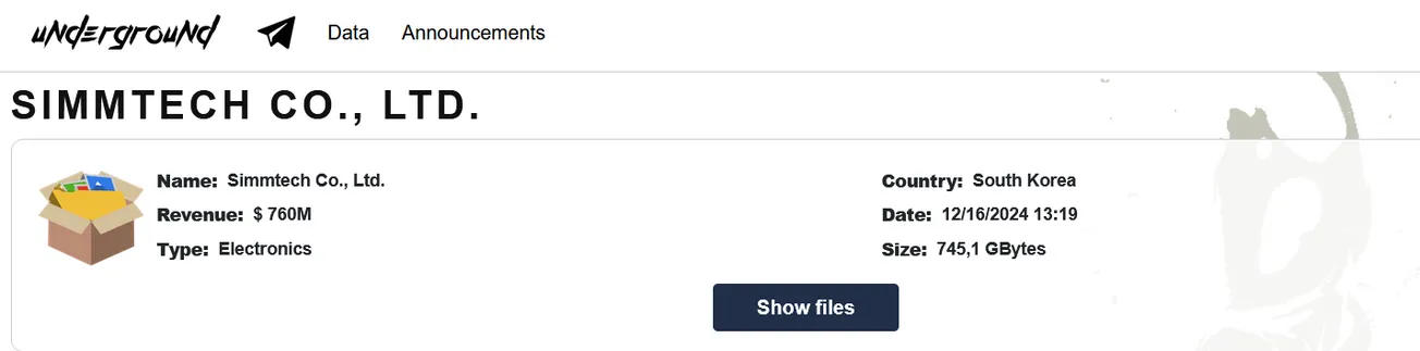 SIMMTECH Co.,Ltd. Has Been Claimed a Victim to Underground Ransomware