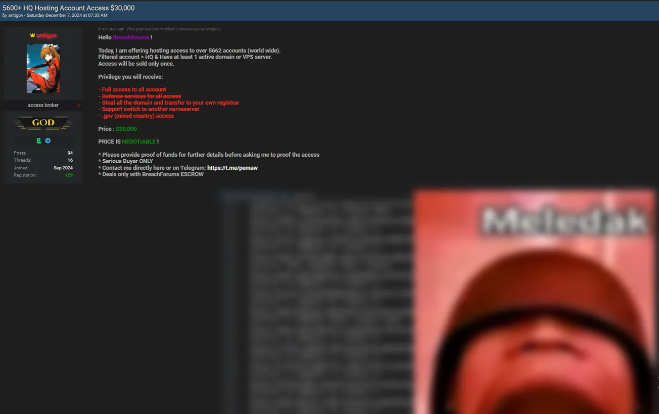 antigov Claims to be Selling Access to 5600+ Premium Hosting Accounts
